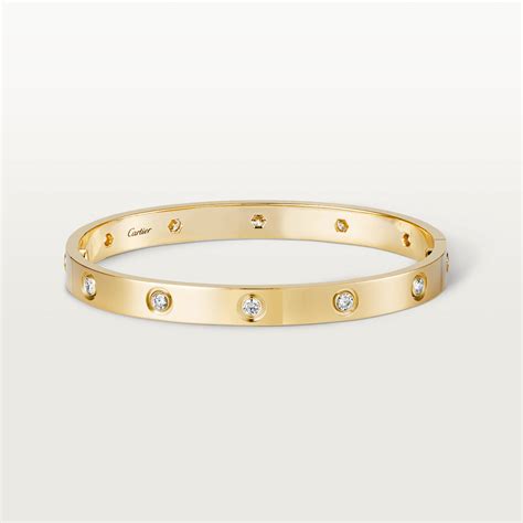 cartier love bracelet 10 diamonds yellow gold|cartier love bracelet 10 diam.